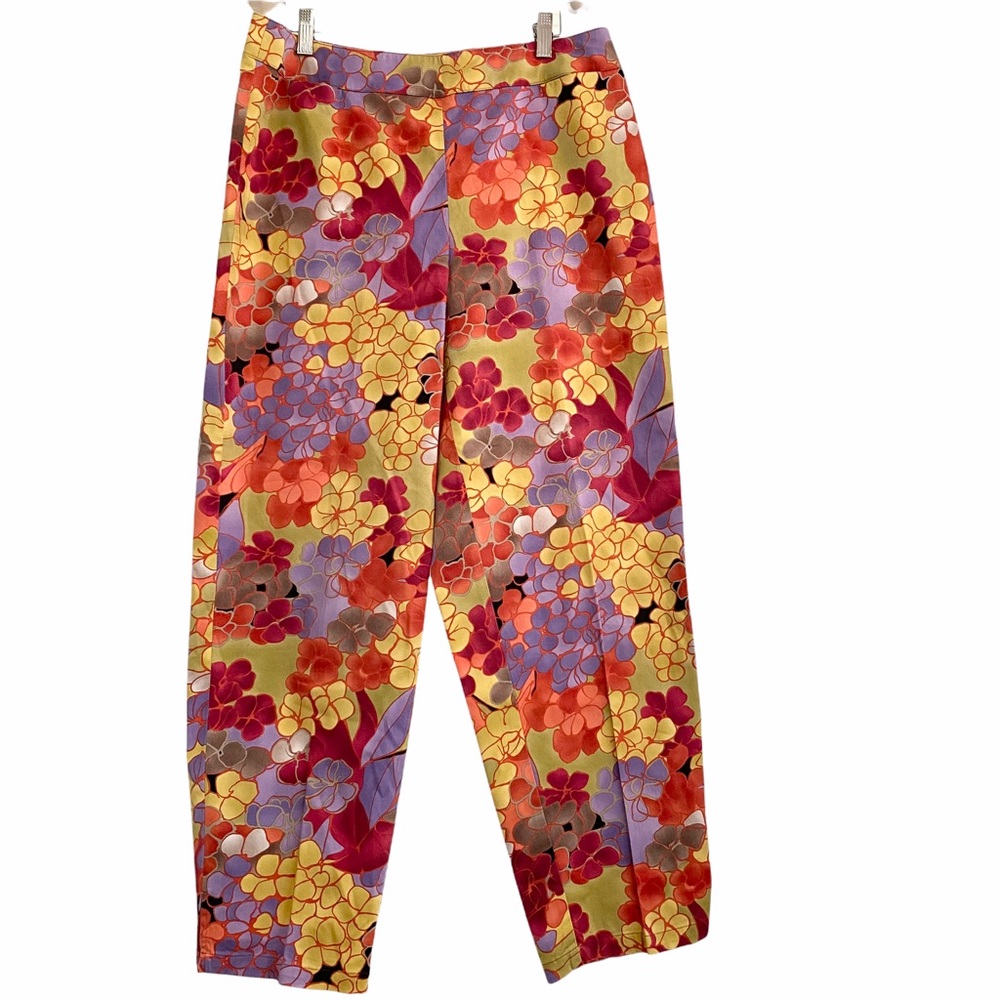 Talbots Floral Cropped Pants in Yellow, Red, Purple